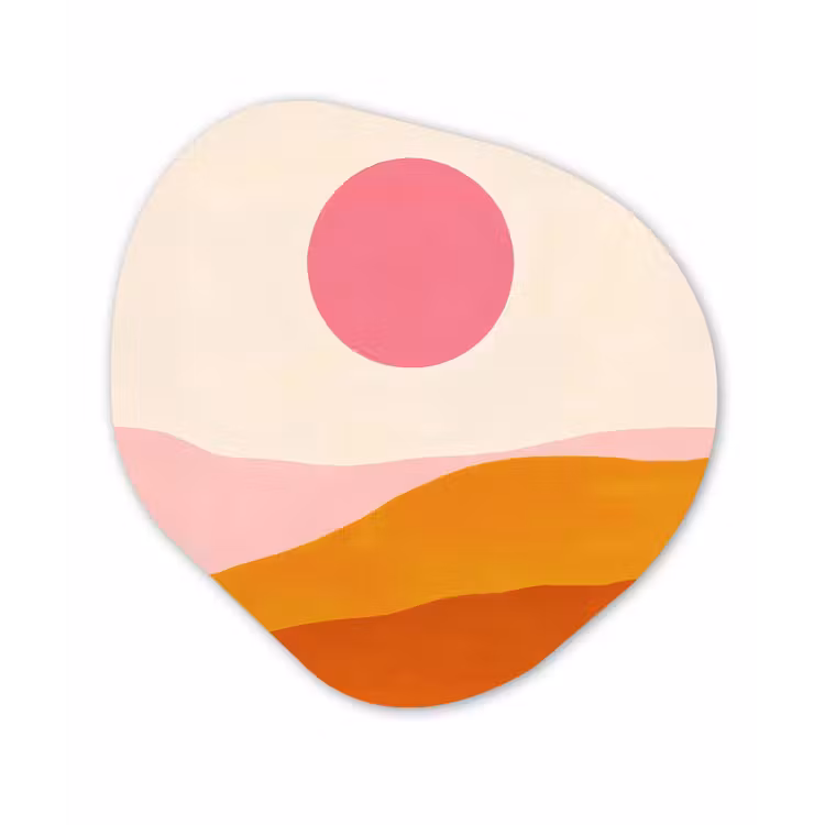 Zon - Heuvels - Abstract - Roze Wandcirkel Organisch Forex 3mm klein -3d