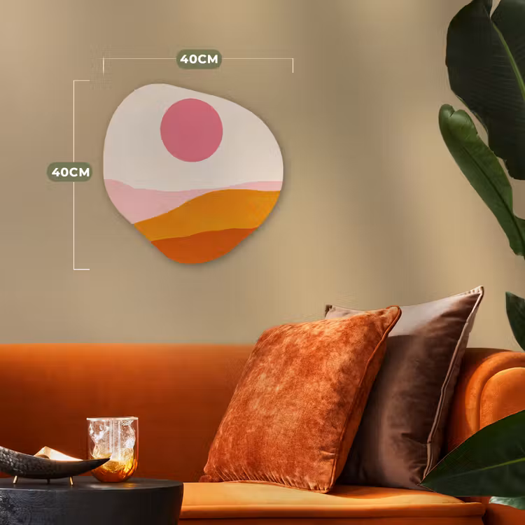 Zon - Heuvels - Abstract - Roze Wandcirkel Organisch Forex 3mm klein -sfeer3