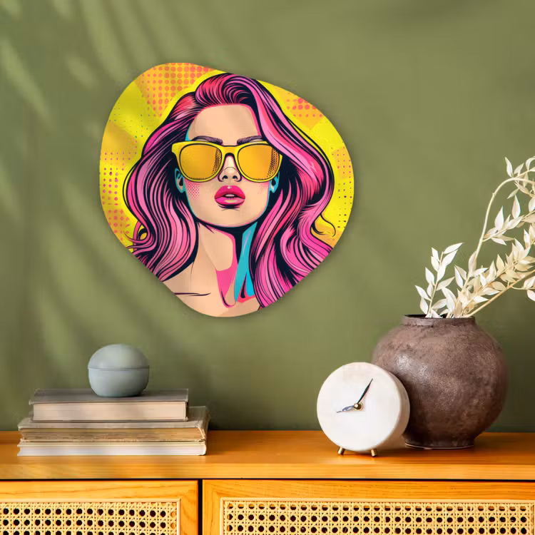 Zonnebril - Vrouw - Zonnig - Geel Wandcirkel Organisch Forex 3mm klein -sfeer2