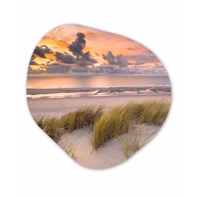 Zonsondergang - Duin - Strand - Planten - Zee Wandcirkel Organisch Forex 3mm klein -3d