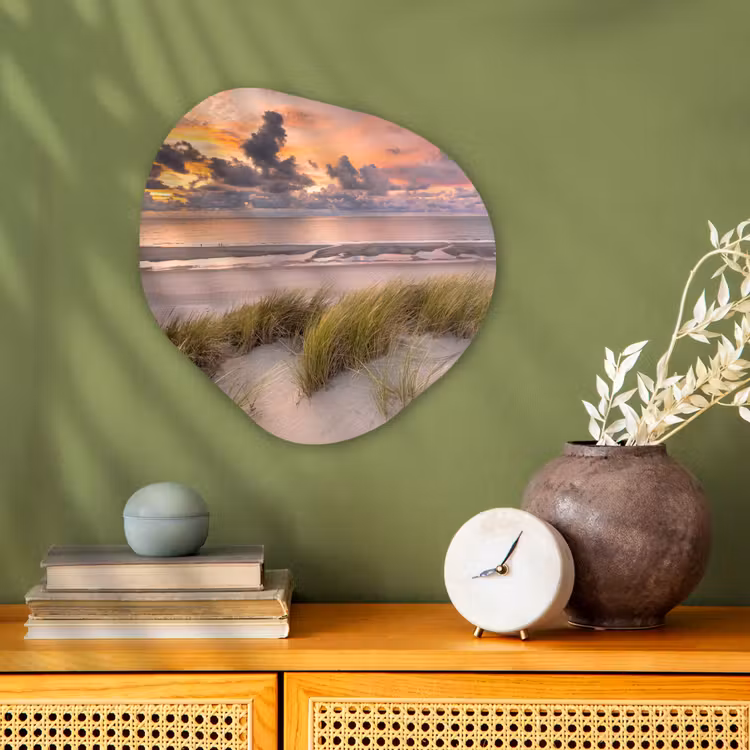 Zonsondergang - Duin - Strand - Planten - Zee Wandcirkel Organisch Forex 3mm klein -sfeer2
