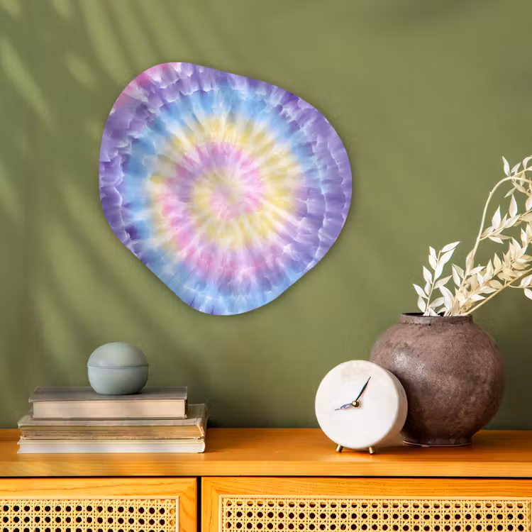 Spiraal - Tie dye - Pasteltinten Wandcirkel Organisch Forex 3mm klein -sfeer2