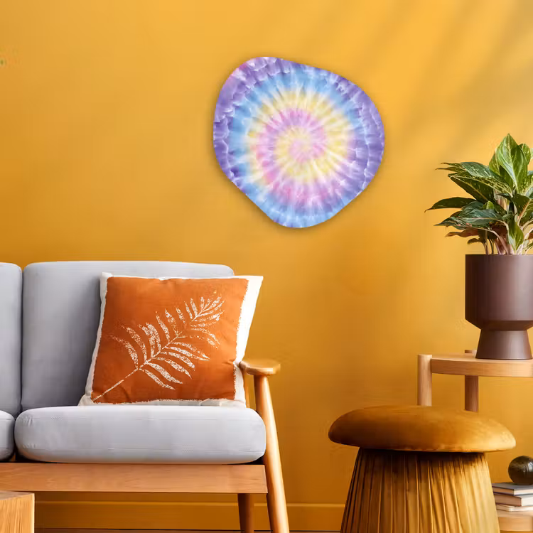Spiraal - Tie dye - Pasteltinten Wandcirkel Organisch Forex 3mm klein -sfeer4