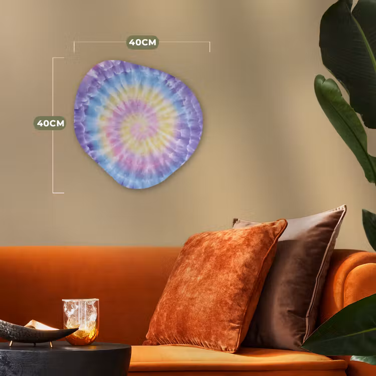 Spiraal - Tie dye - Pasteltinten Wandcirkel Organisch Forex 3mm klein -sfeer3
