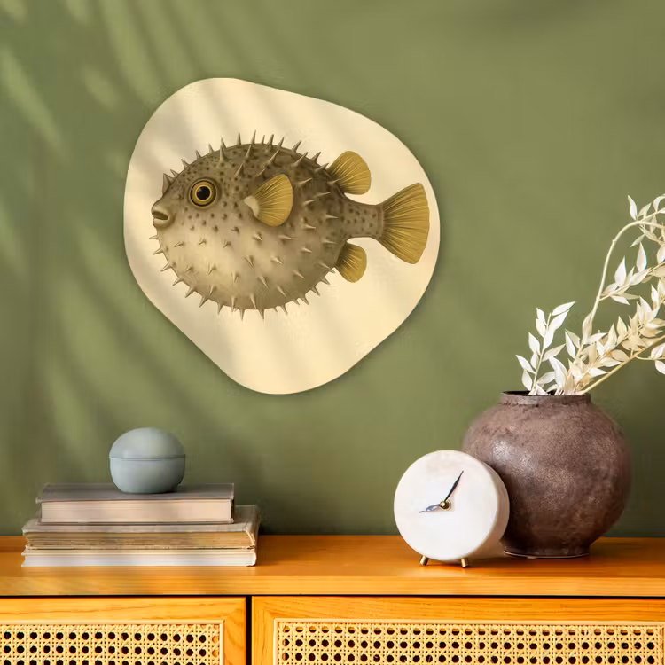 Stekels - Vis - Opgeblazen - Bruin Wandcirkel Organisch Forex 3mm klein -sfeer2