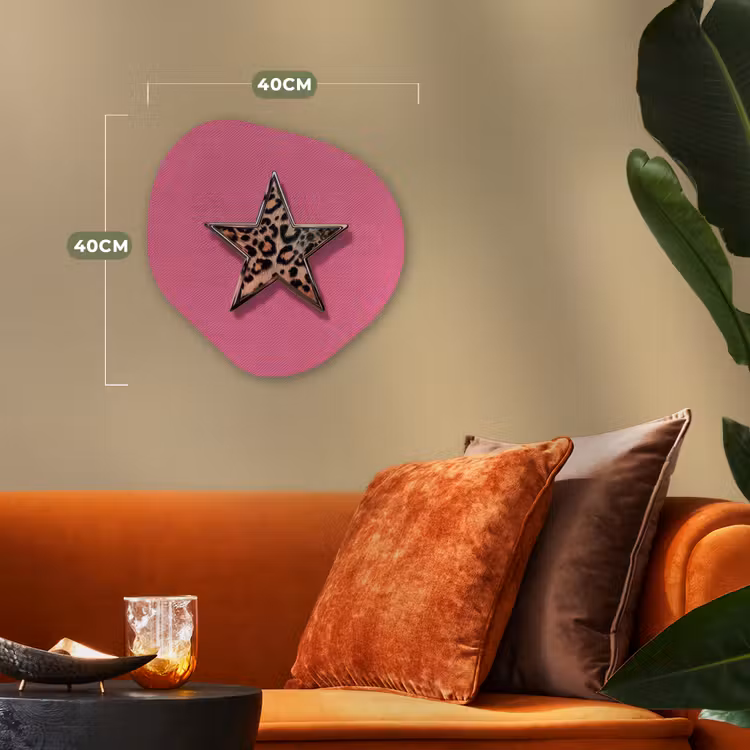 Ster - Luipaard - Print - Roze Wandcirkel Organisch Forex 3mm klein -sfeer3