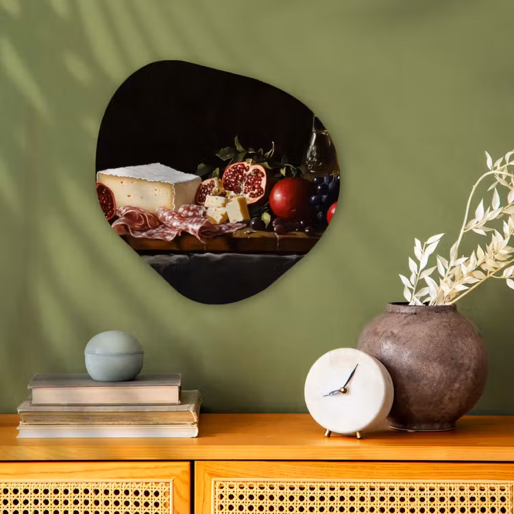 Stilleven - Vintage - Borrelplank Wandcirkel Organisch Forex 3mm klein -sfeer2