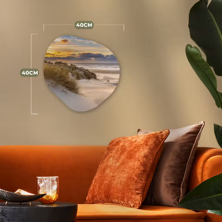 Strand - Duin - Gras - Zonsondergang - Zee Wandcirkel Organisch Forex 3mm klein -sfeer3