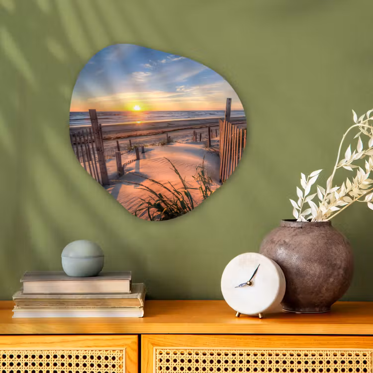 Strand - Zee - Duin - Zonsondergang - Landschap Wandcirkel Organisch Forex 3mm klein -sfeer2