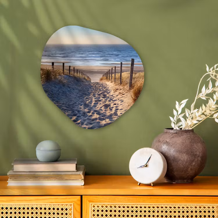 Strand - Zee - Nederland - Duinen - Zon Wandcirkel Organisch Forex 3mm klein -sfeer2