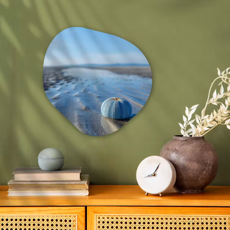 Strand - Schild - Water - Blauw Wandcirkel Organisch Forex 3mm klein -sfeer2