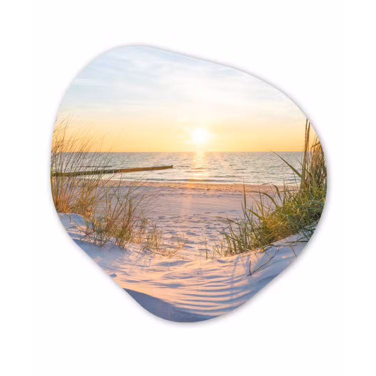 Strand - Zon - Duin - Gras - Zand - Horizon Wandcirkel Organisch Forex 3mm klein -3d