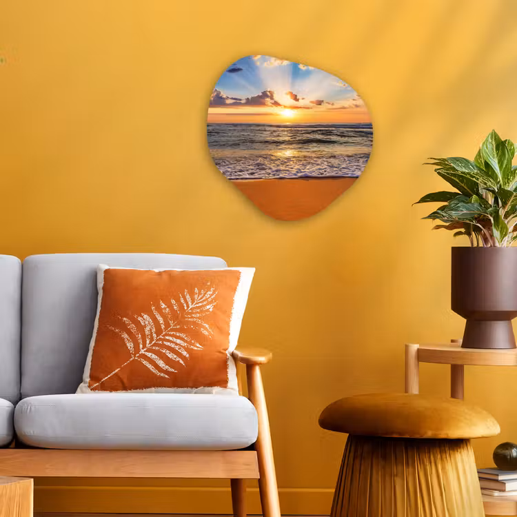 Strand - Zonsondergang - Zee - Wolken - Horizon Wandcirkel Organisch Forex 3mm klein -sfeer4
