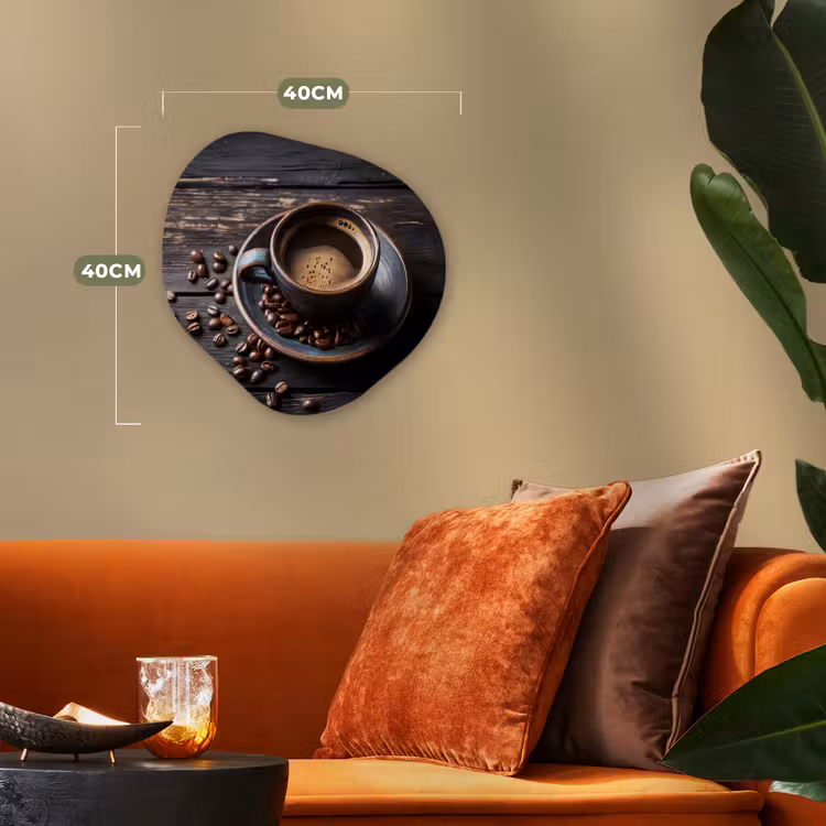 Kop - Koffie - Hout - Bonen Wandcirkel Organisch Forex 3mm klein -sfeer3
