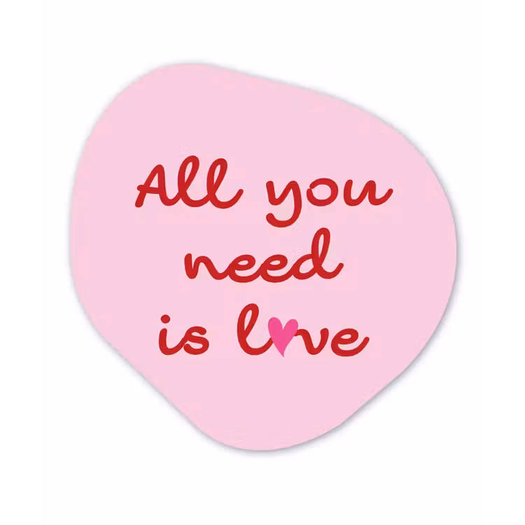 Tekst - Roze - Love - Hart Wandcirkel Organisch Forex 3mm klein -3d