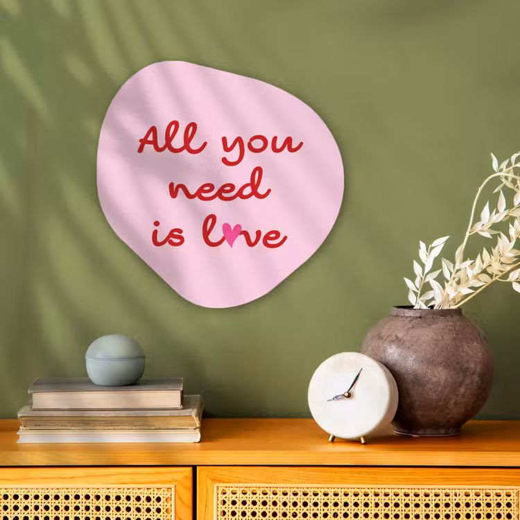 Tekst - Roze - Love - Hart Wandcirkel Organisch Forex 3mm klein -sfeer2