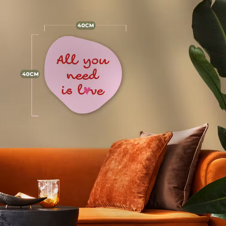 Tekst - Roze - Love - Hart Wandcirkel Organisch Forex 3mm klein -sfeer3