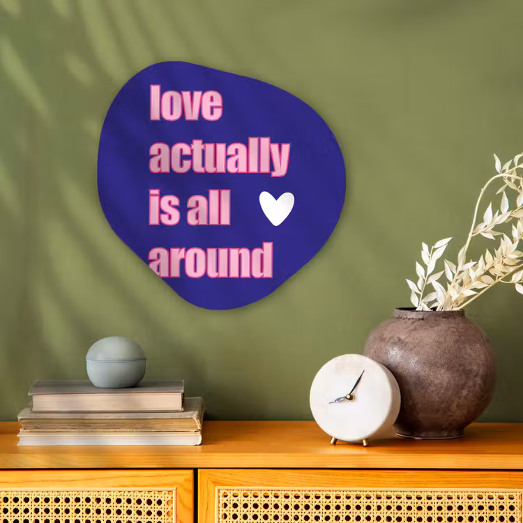 Tekst - Valentijn - Love - Blauw Wandcirkel Organisch Forex 3mm klein -sfeer2