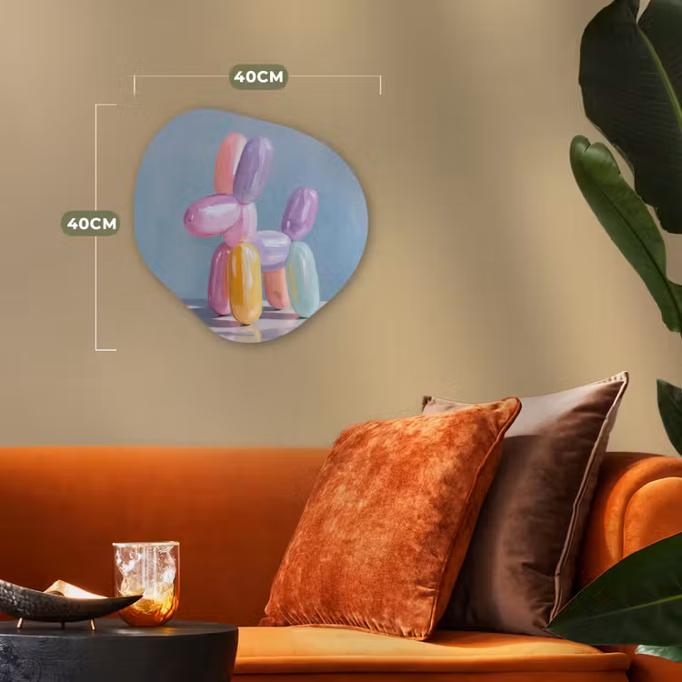 Dier - Ballon - Pasteltinten - Glanzend Wandcirkel Organisch Forex 3mm klein -sfeer3