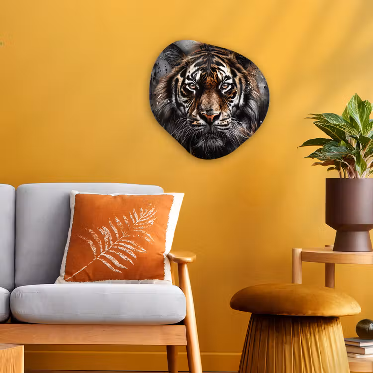 Tijger - Dieren - Portret - Luxe - Zwart Wandcirkel Organisch Forex 3mm klein -sfeer4