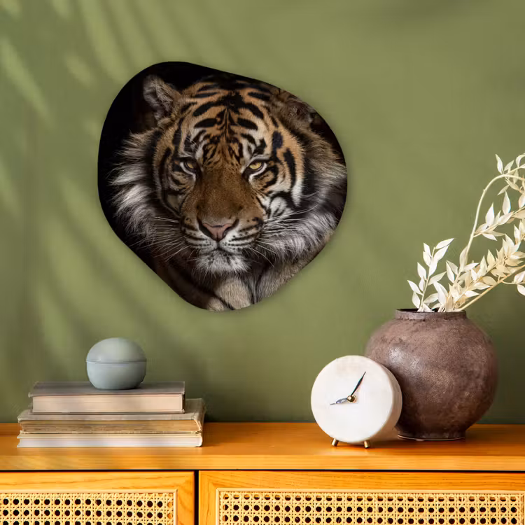 Tijger - Wilde dieren - Portret Wandcirkel Organisch Forex 3mm klein -sfeer2