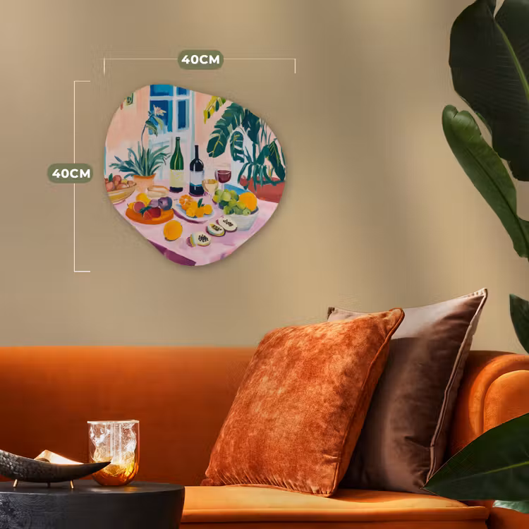 Tafel - Wijn - Fruit Wandcirkel Organisch Forex 3mm klein -sfeer3