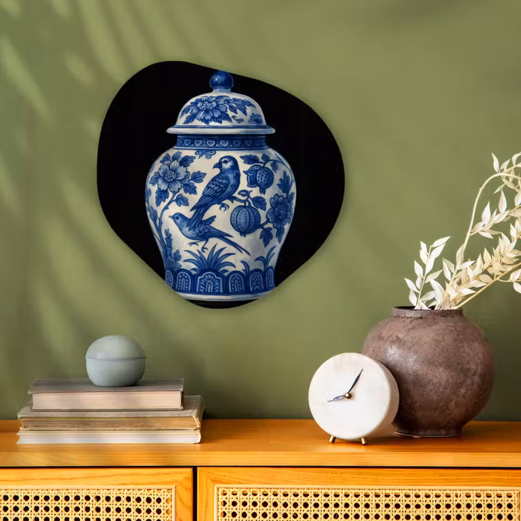 Pot - Delfts Blauw - Bloemen Wandcirkel Organisch Forex 3mm klein -sfeer2