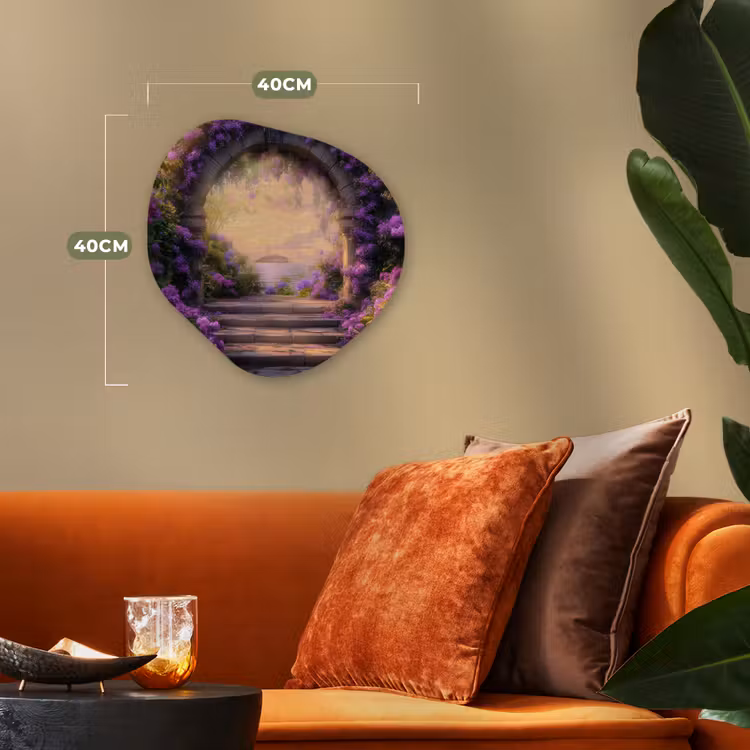 Poort - Paars - Bloemen Wandcirkel Organisch Forex 3mm klein -sfeer3