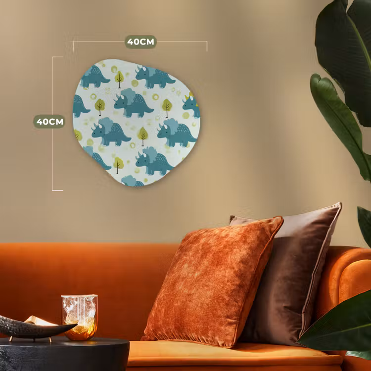 Triceratop - Blauw - Stippen - Boompjes Wandcirkel Organisch Forex 3mm klein -sfeer3