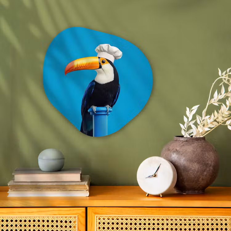 Tucan - Sokkel - Vogel - Koksmuts Wandcirkel Organisch Forex 3mm klein -sfeer2