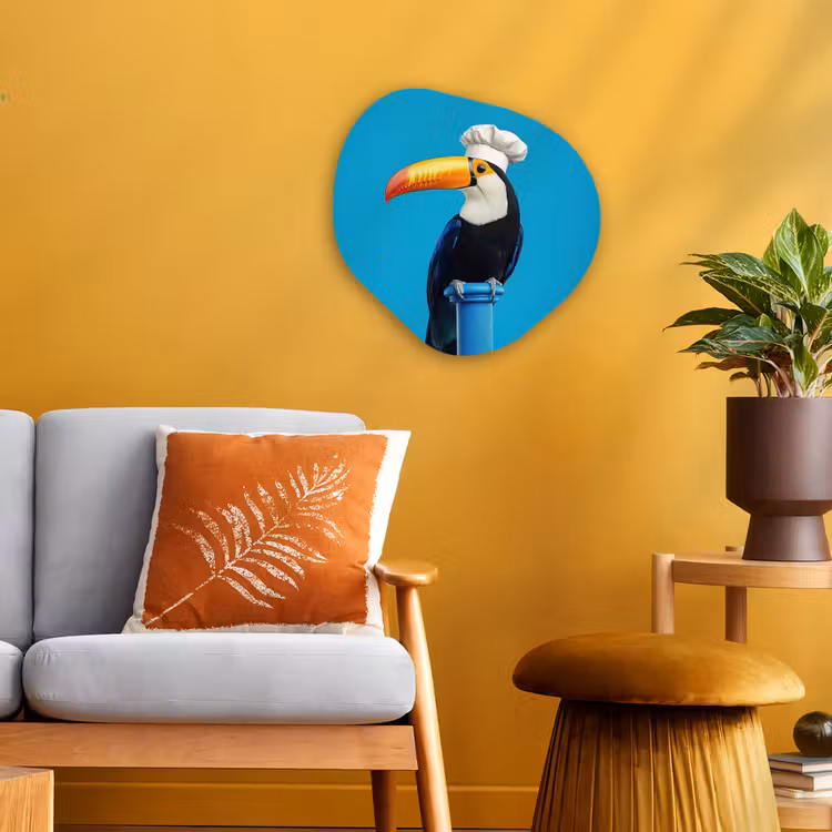 Tucan - Sokkel - Vogel - Koksmuts Wandcirkel Organisch Forex 3mm klein -sfeer4