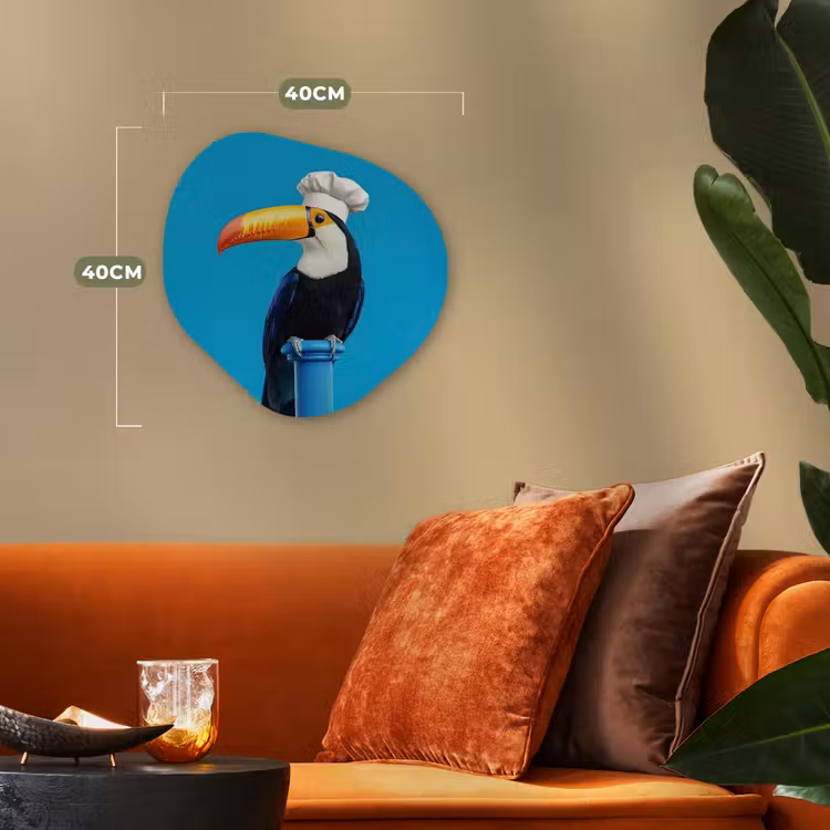 Tucan - Sokkel - Vogel - Koksmuts Wandcirkel Organisch Forex 3mm klein -sfeer3