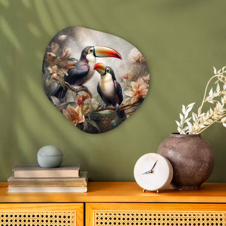 Toekan - Vogels - Bloemen - Jungle Wandcirkel Organisch Forex 3mm klein -sfeer2