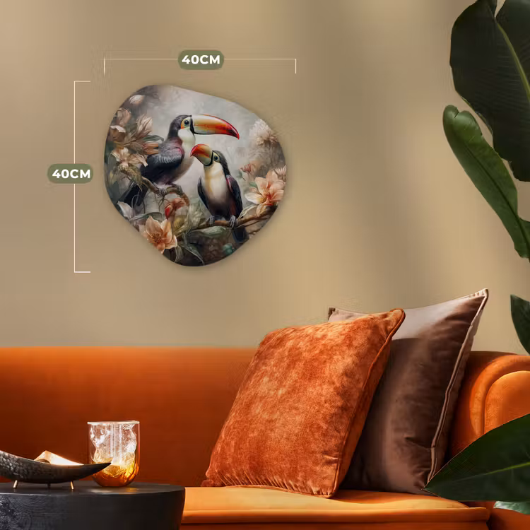 Toekan - Vogels - Bloemen - Jungle Wandcirkel Organisch Forex 3mm klein -sfeer3