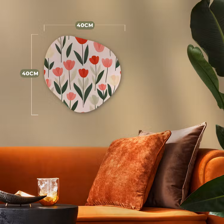 Tulpen - Modern - Roze Wandcirkel Organisch Forex 3mm klein -sfeer3