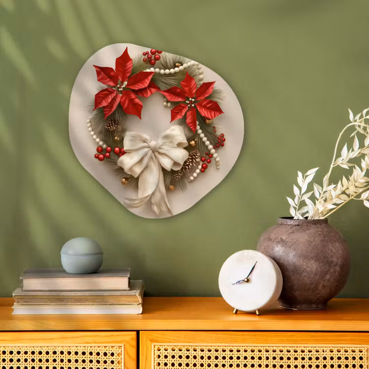 Deurkrans - Strik - Kerst - Rood - Groen Wandcirkel Organisch Forex 3mm klein -sfeer2
