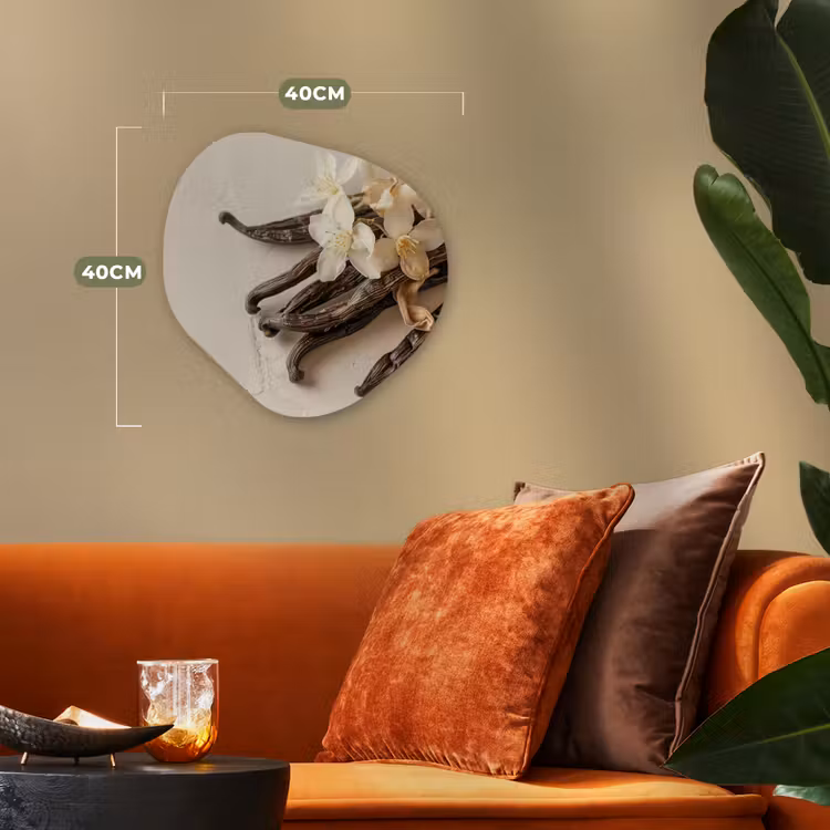 Vanille - Bloemen - Beige Wandcirkel Organisch Forex 3mm klein -sfeer3