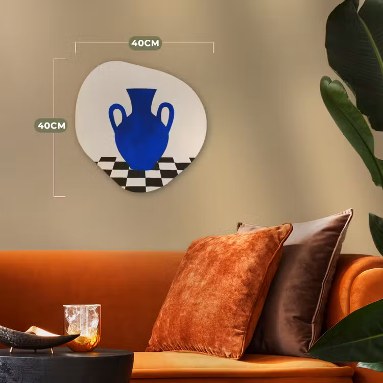 Vaas - Blauw - Geblokt - Modern Wandcirkel Organisch Forex 3mm klein -sfeer3