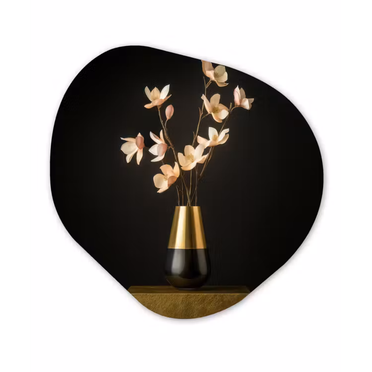 Sierlijk - Boeket - Goud - Vaas Wandcirkel Organisch Forex 3mm klein -3d