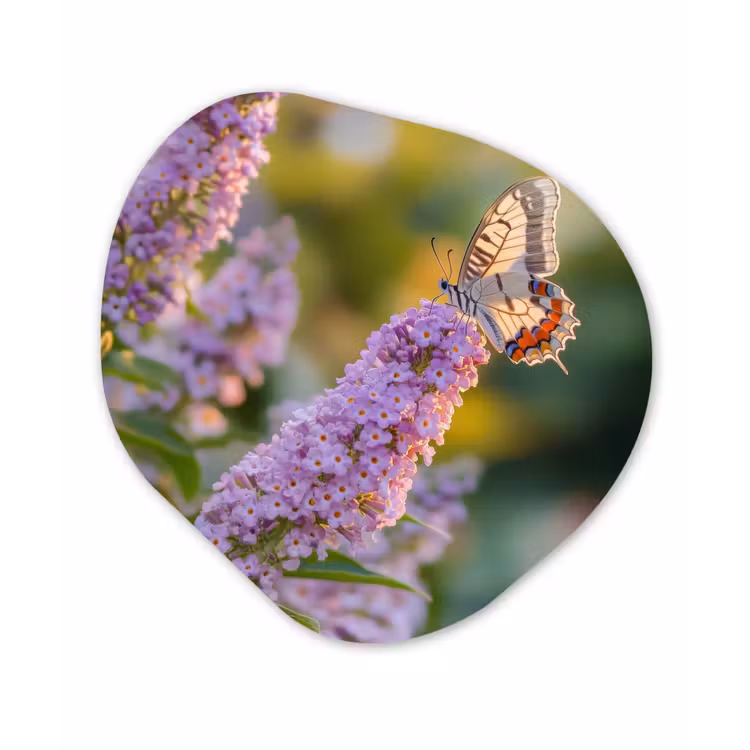 Sierlijke - Vlinder - Paarse - Bloemen Wandcirkel Organisch Forex 3mm klein -3d