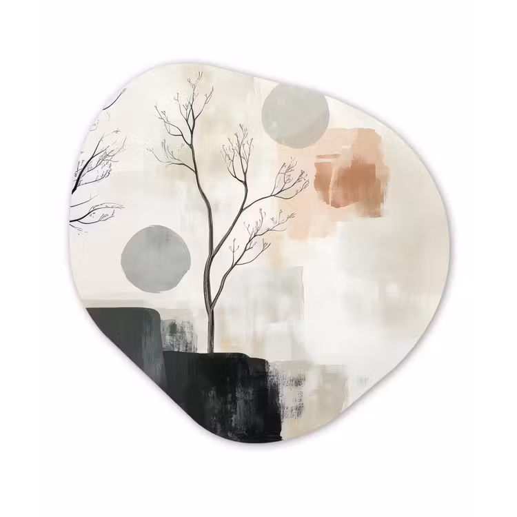 Wabi sabi - Beige - Plant Wandcirkel Organisch Forex 3mm klein -3d