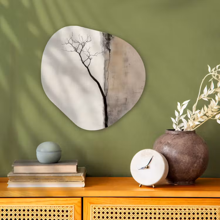 Wabi sabi - Plant - Beige Wandcirkel Organisch Forex 3mm klein -sfeer2