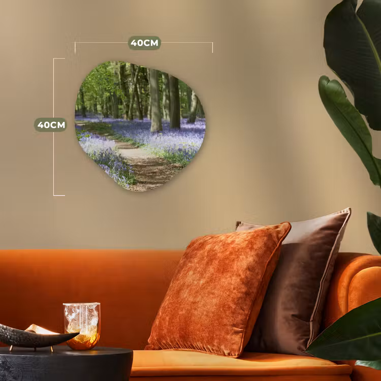 Bos - Pad - Bloemen - Paars - Groen - Natuur Wandcirkel Organisch Forex 3mm klein -sfeer3