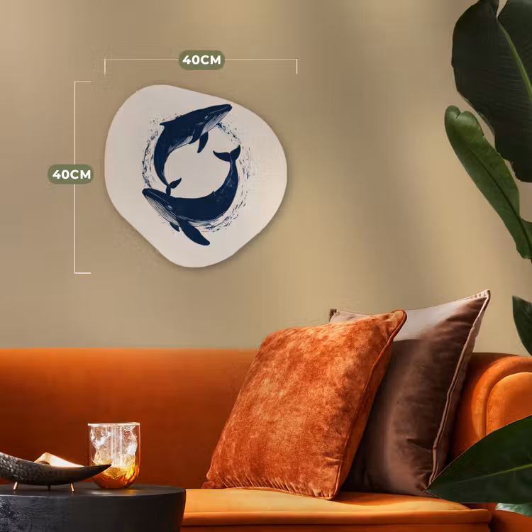 Walvissen - Spetters - Cirkel - Donkerblauw Wandcirkel Organisch Forex 3mm klein -sfeer3