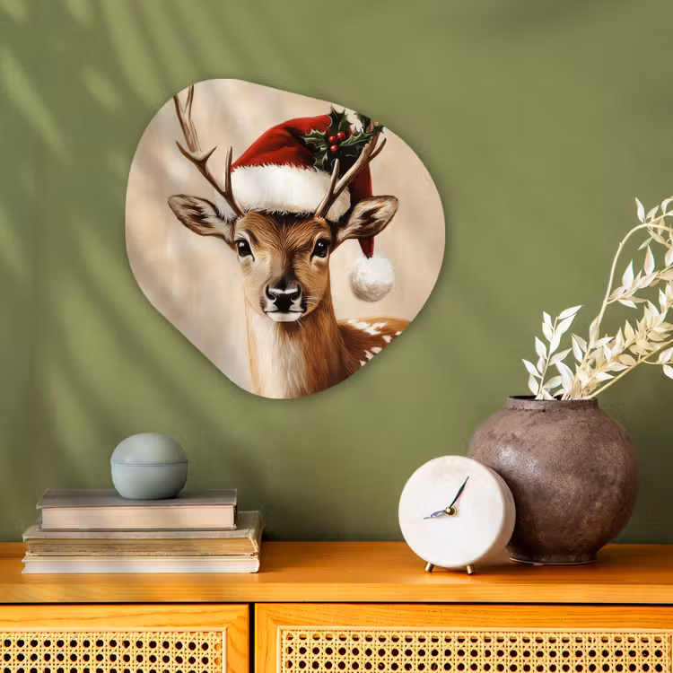 Kerst - Hert - Gewei - Rood Wandcirkel Organisch Forex 3mm klein -sfeer2