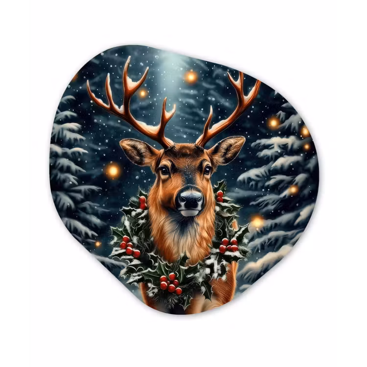 Kerst - Magie - Bos - Kleurrijk Wandcirkel Organisch Forex 3mm klein -3d