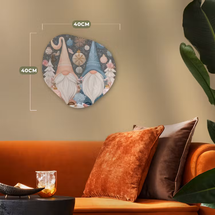 Kerst - Gnomen - Pastel Wandcirkel Organisch Forex 3mm klein -sfeer3