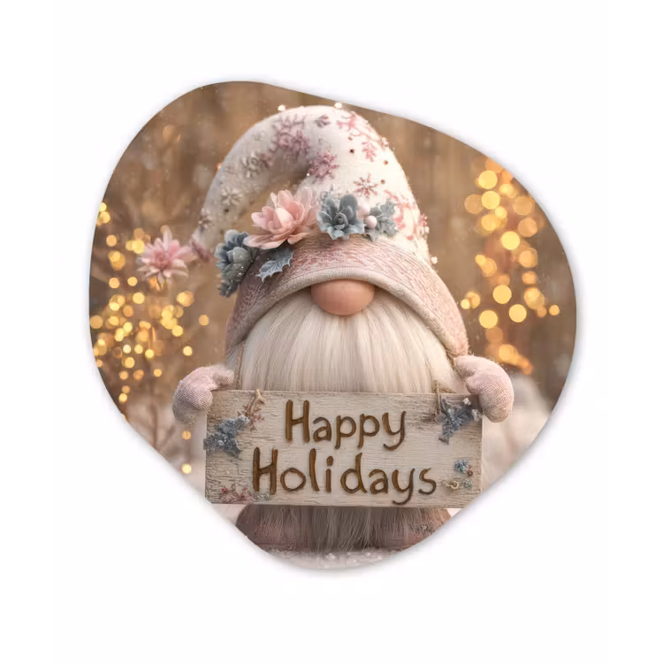 Kerst - Gnome - Bord - Kleurrijk Wandcirkel Organisch Forex 3mm klein -3d
