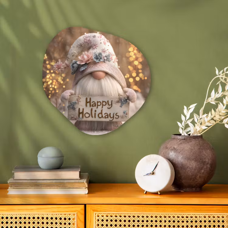 Kerst - Gnome - Bord - Kleurrijk Wandcirkel Organisch Forex 3mm klein -sfeer2