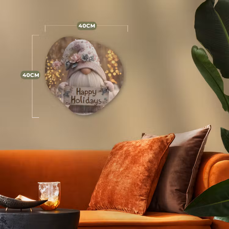 Kerst - Gnome - Bord - Kleurrijk Wandcirkel Organisch Forex 3mm klein -sfeer3